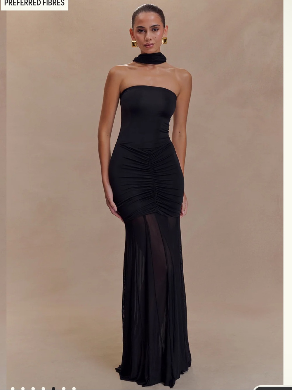 NWT Meshki Elegant Black Off-Shoulder Ruched Maxi Dress - Picture 4 of 10